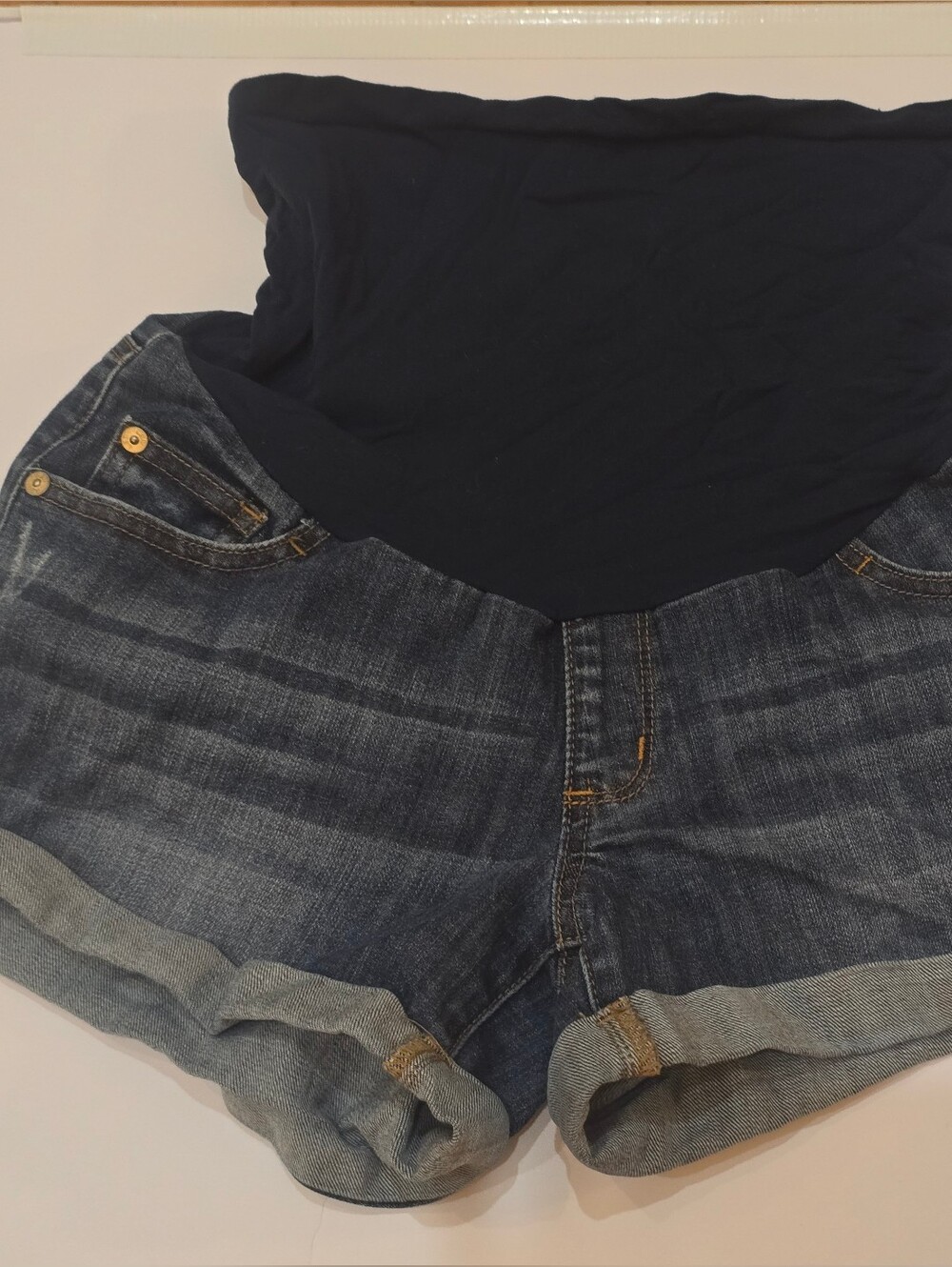 Maternity Denim Short Shorts Medium Dark Wash